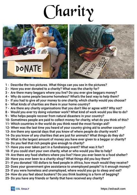 charity esl questions|ESL Discussions Lesson on Charity and Charities.